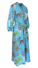 Load image into Gallery viewer, Rush Riviera  Resort Dress - Lunch with Leopards Blue
