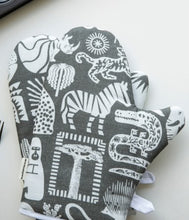 Load image into Gallery viewer, A Love Supreme  Single Oven Gloves  - Africa Untamed White on Khaki
