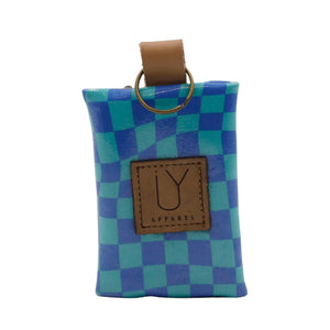 IY Keyring Pouch - Warped Check Aqua