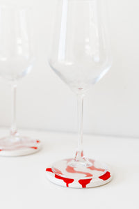 Elikia Wave Coin Coaster Set - Red
