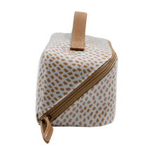 Load image into Gallery viewer, IY Large Cosmetic Bag - Spotted Gold on White
