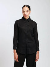 Load image into Gallery viewer, Muze Resort L/S Top - Black Modal Linen
