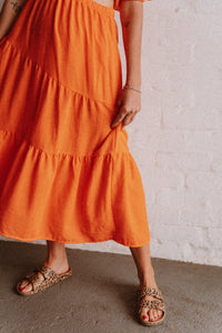 Brit Bom Comes in Waves Dress - Orange