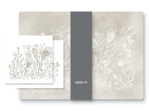 Tableart Reusable Placemats  Rectangular  4 pack -  Graphic Fynbos Oatmeal