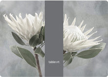 Load image into Gallery viewer, Tableart Reusable Placemats Rectangular 4 pack  - Double White King Protea
