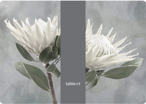 Tableart Reusable Placemats Rectangular 4 pack  - Double White King Protea