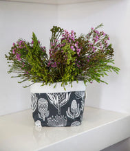 Load image into Gallery viewer, A Love Supreme Small Fabric Pots - Africa Roots Yellow on White
