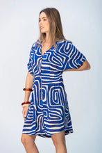 Load image into Gallery viewer, Signature Celia Dress - Blue &amp; White Geometric
