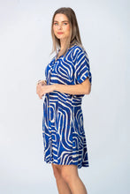 Load image into Gallery viewer, Signature Celia Dress - Blue &amp; White Geometric
