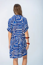 Load image into Gallery viewer, Signature Celia Dress - Blue &amp; White Geometric
