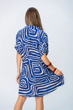 Load image into Gallery viewer, Signature Celia Dress - Blue &amp; White Geometric
