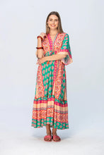 Load image into Gallery viewer, Signature Georgia Kaftan - Coral / Green
