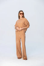 Load image into Gallery viewer, Signature Sydney Wide Leg Cargo Pants  - Camel &amp; White Stripe
