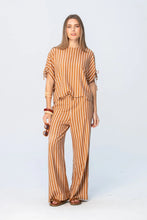 Load image into Gallery viewer, Signature Serena Shirt - Camel &amp; White Stripe
