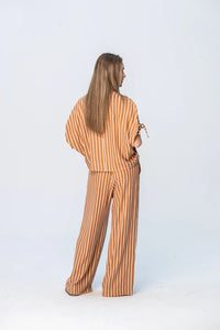 Signature Serena Shirt - Camel & White Stripe