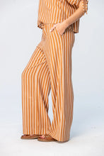 Load image into Gallery viewer, Signature Sydney Wide Leg Cargo Pants  - Camel &amp; White Stripe
