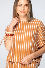 Load image into Gallery viewer, Signature Serena Shirt - Camel &amp; White Stripe
