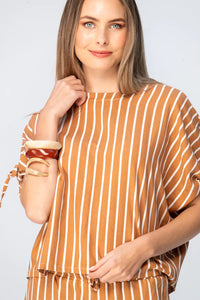 Signature Serena Shirt - Camel & White Stripe