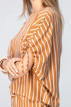 Load image into Gallery viewer, Signature Serena Shirt - Camel &amp; White Stripe
