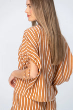 Load image into Gallery viewer, Signature Serena Shirt - Camel &amp; White Stripe
