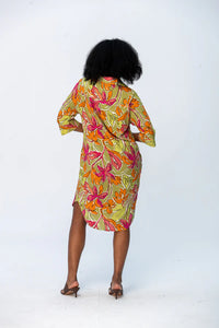 Signature Nina Shirt Dress - Green & Pink