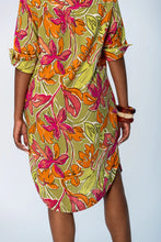Load image into Gallery viewer, Signature Nina Shirt Dress - Green &amp; Pink

