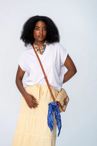 Signature Corfu Summer V-neck Tee - White