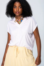 Load image into Gallery viewer, Signature Corfu Summer V-neck Tee - White
