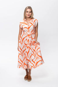 Signature Cabo Dress - Orange & White