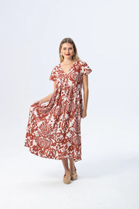 Signature Riviera Dress - Crème/Rust