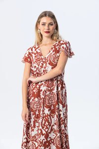 Signature Riviera Dress - Crème/Rust