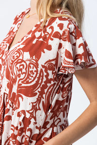 Signature Riviera Dress - Crème/Rust