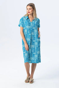 Signature Barcelona Dress - Turquoise & White