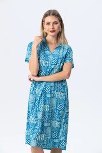 Signature Barcelona Dress - Turquoise & White