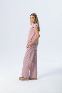 Signature Sydney Wide Leg Pants - Red/ White