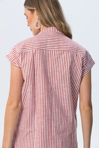 Signature Cassis Stripe Shirt - Red & White