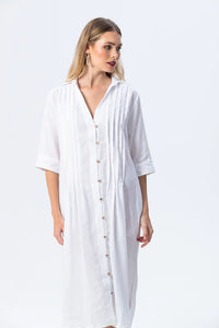 Signature Santorini Pintuck Dress - White