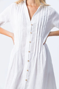 Signature Santorini Pintuck Dress - White