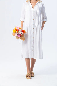 Signature Santorini Pintuck Dress - White