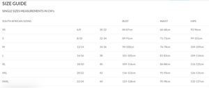 Trinity size guide