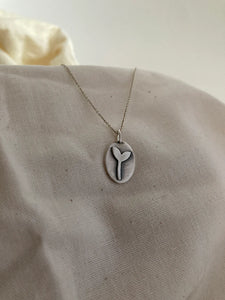 Liwo Seedling Oval Pendant on Sterling Silver Chain