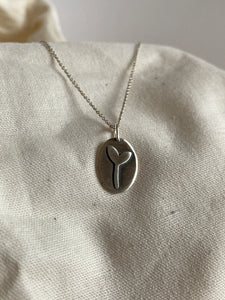 Liwo Seedling Oval Pendant on Sterling Silver Chain