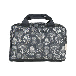 A Love Supreme Small Toiletry Bag - Floral Kingdom White on Grey