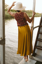 Load image into Gallery viewer, Trinity Satin Skirt - Mustard
