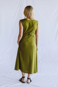 Trinity Lila Reversible  Wrap Dress  - Lime Green