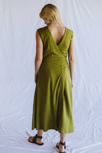 Trinity Lila Reversible  Wrap Dress  - Lime Green