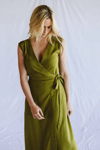 Trinity Lila Reversible  Wrap Dress  - Lime Green