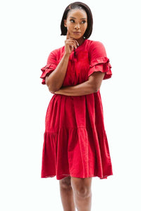 Trinity Jasmine Linen Dress - Red