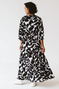 Trinity Jaipur Leaf Dress - Black & White