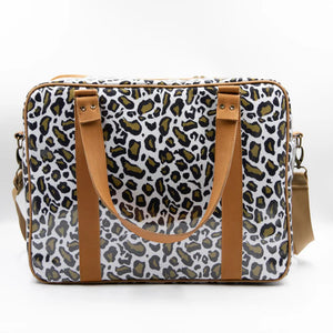 IY Overnight Bag with Leather Handles - Leopard Khaki